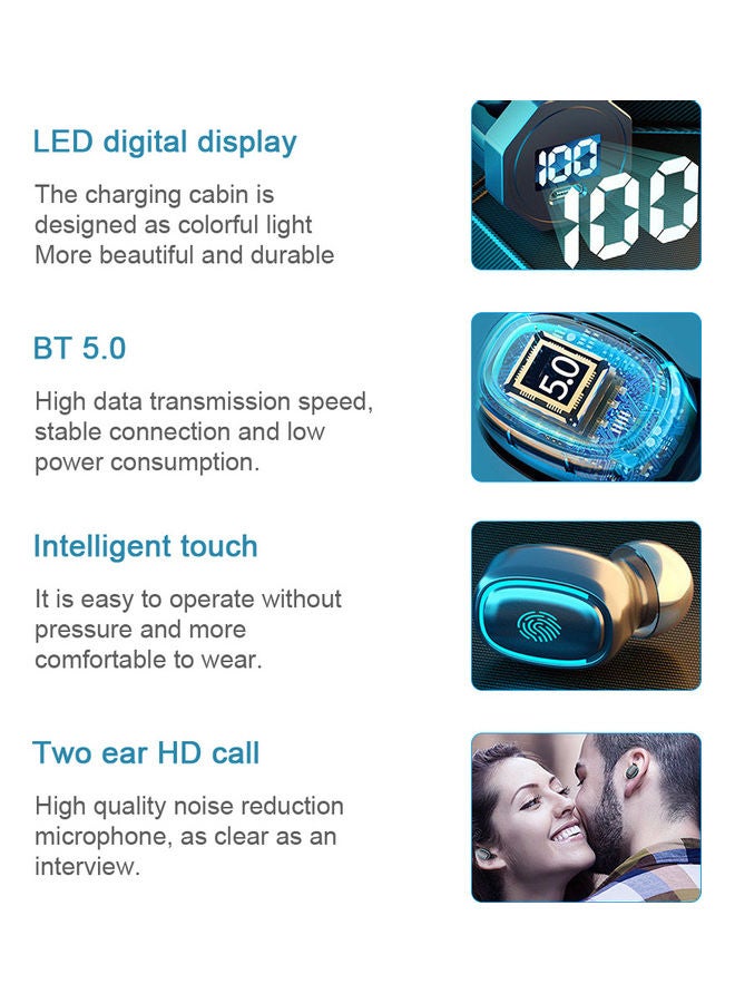 Tws Bluetooth Mini Wireless Earphones Blue - Image 4