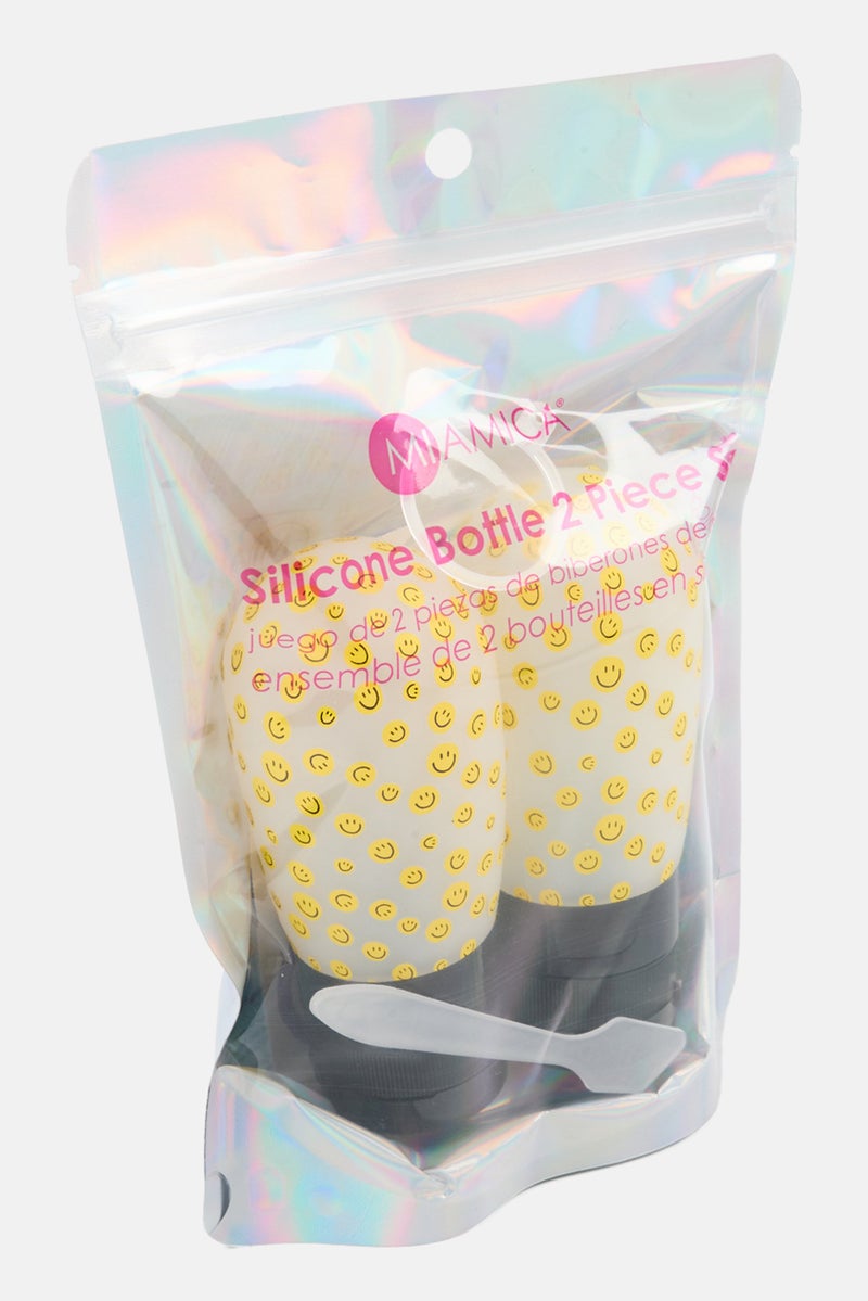 Miamica 2 Pcs Printed Silicone Bottle Set 89ml, Black - Image 3