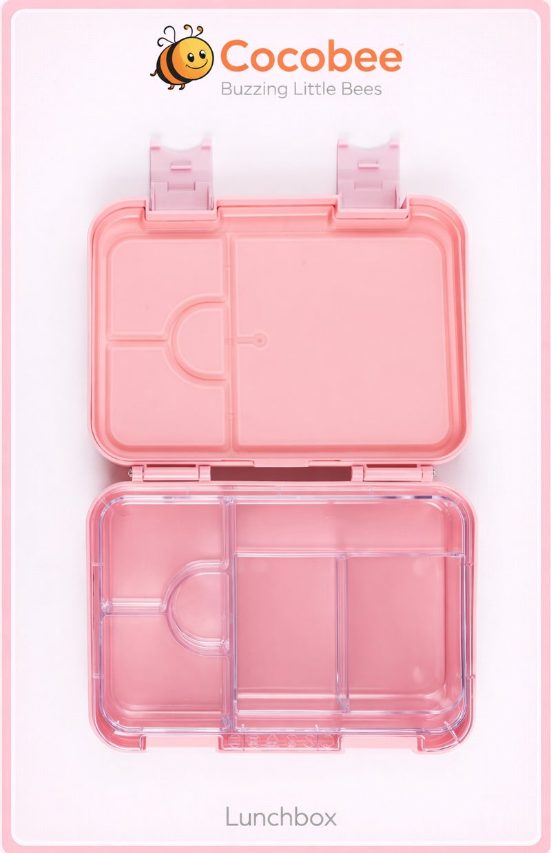 Cocobee Kitten Bento Lunch Box, 6 Adjustable Compartments, - Pink - Image 1