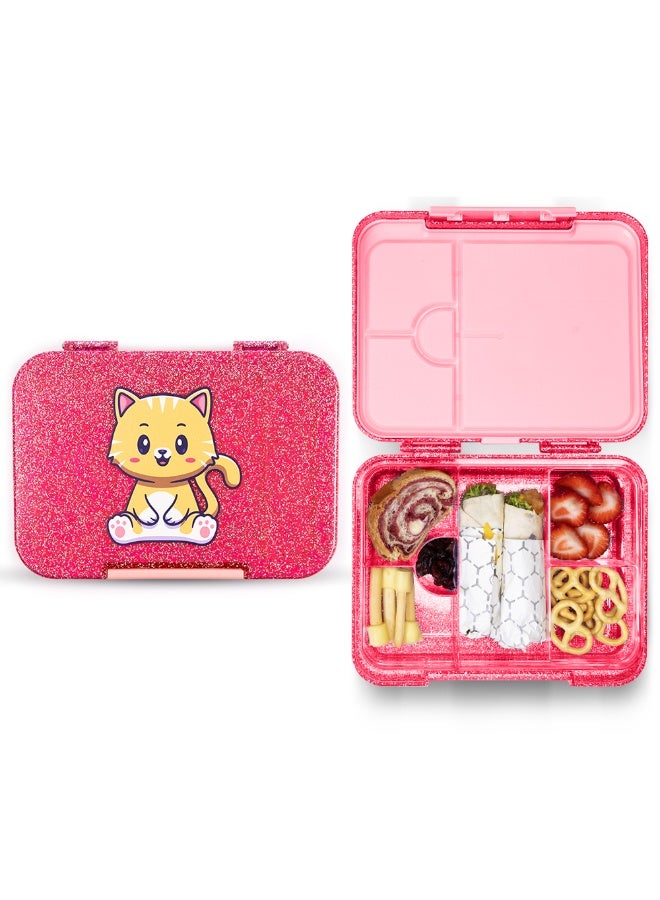 Cocobee Kitten Bento Lunch Box, 6 Adjustable Compartments, - Pink - Image 1