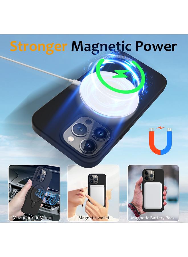 Zaboon Case For iPhone 13 Pro Max Liquid Silicone MagSafe Magnetic Phone Case with Ring Holder - Image 3