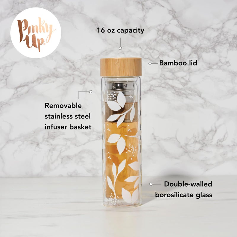 Pinky Up Blair Travel Tea Infuser Mug  Double Walled Insulated Tumbler with Removable Loose Leaf Tea Strainer  Keeps Drinks Hot or Cold  16 oz  Bee - Image 3