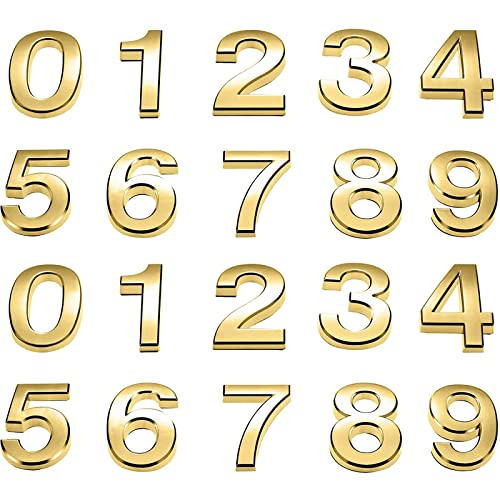 Hotop 20 Pieces Mailbox Numbers for House Outside 0-9 Door Room Signs Self Adhesive Address Number Sticker for Office Wall Apartment Decorative(2 Inch,Gold) - Image 1