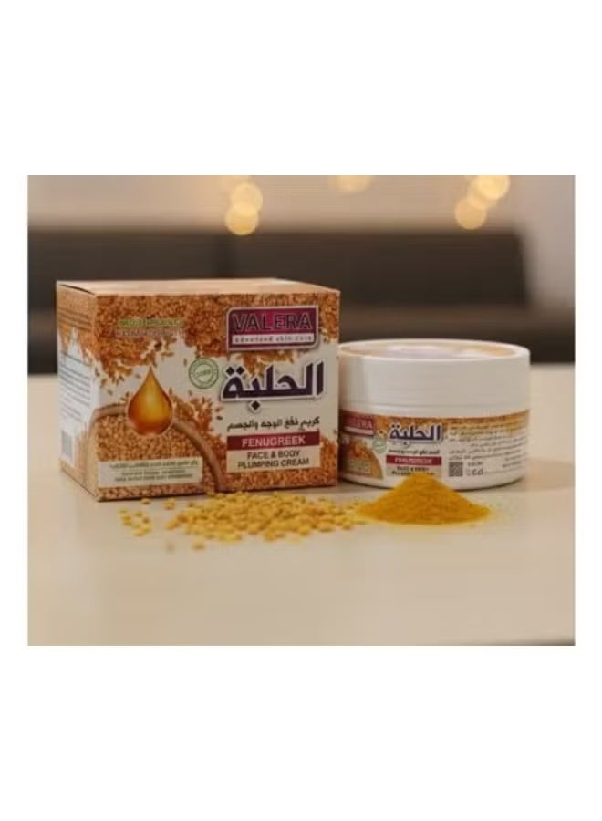 Cream with fenugreek extract for plumping and thickening the face and body.