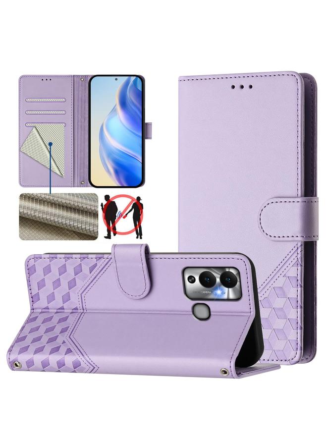 S-TOP Case For Infinix Hot 12 Play Honeycomb Embossing RFID Leather Phone Case - Image 1