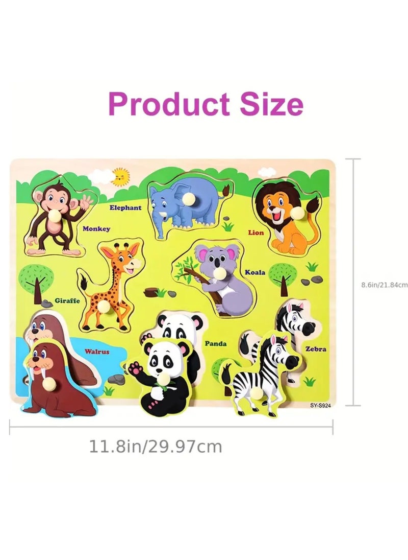 Vitacelli Early Learning 3D Wooden Wild  Animals Educational Puzzle Board for Kids  - Image 3