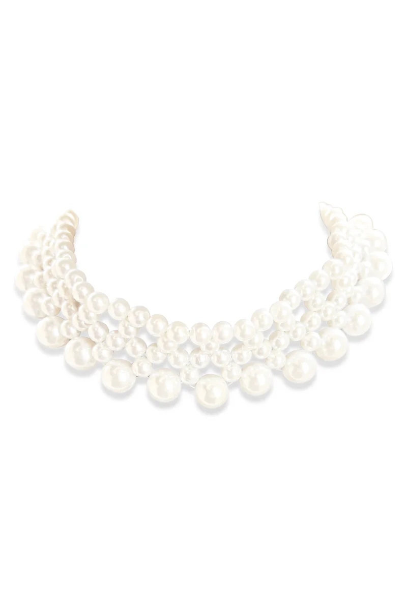 Hzmer Jewellery Pearl Frill Choker Necklace