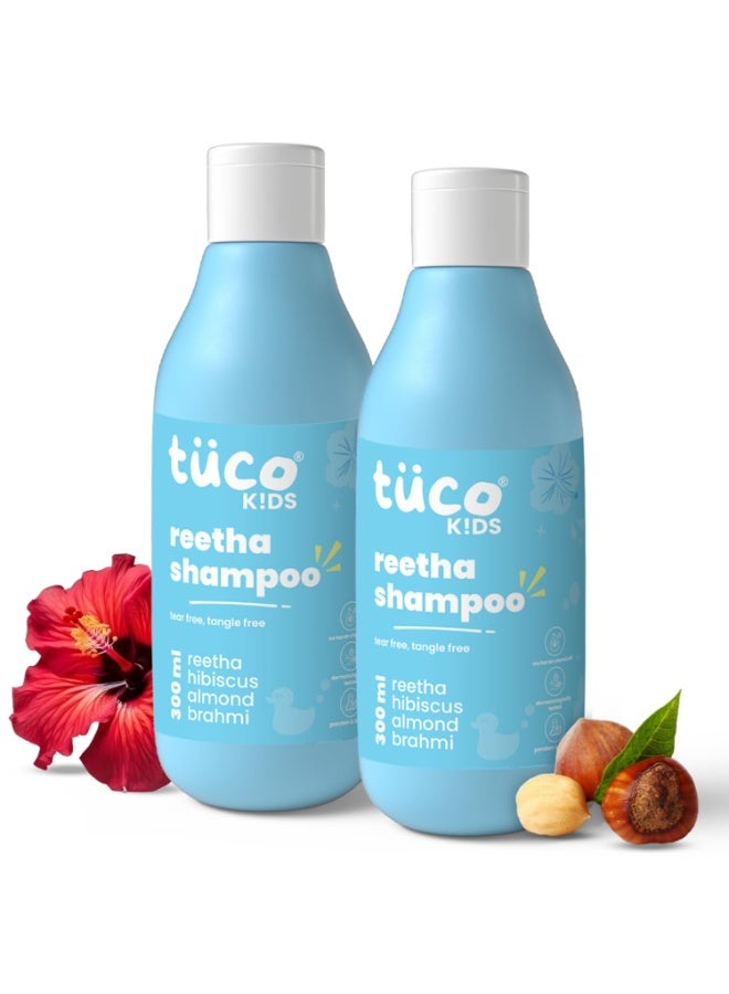 Tuco® Kids Mild Shampoo With Soapnut, Almond, Henna, Pomegranate | Ages 2-5, 4-10, 10-15, 5-10 Years | Paraben, SLS & Sulphate Free | pH 5.5, Vegan & Tear Free | 300 ml (Pack of 2) - Image 1