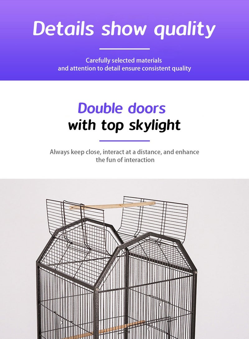 Kidle Bird Cage Bird House Parrot Birdcage with Rolling Stand for Parakeets Play - Image 2