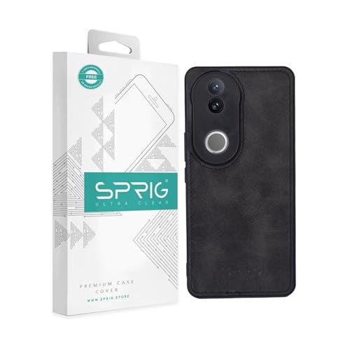 SPRIG Compatible with VIVO T4R 5G Matte PU Leather TPU Back Cover Case Drop Tested Shock Proof for Boys and Girls with Camera Protection (Black) - Image 1
