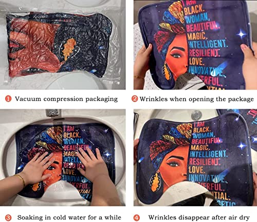 Omebero 4 Pcs Sunflower Black Girl Shower Curtain Sets, Inspirational Words African Queen Bathroom Sets with Shower Curtain and Rugs Toilet Lid Cover Bath Mat, Soft Fabric Shower Curtains with Hooks - Image 3