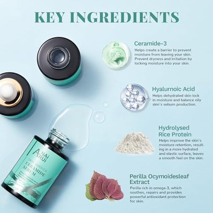 ANAI RUI Ceramide Face Serum, Calming Smooting Serum for face,Skin Barrier Repair Serum with Hyaluronic Acid, Reduces Wrinkles & Repairs Skin, Soothe Redness,Ceramide Moisturizer Serum 1 Fl.oz - Image 4