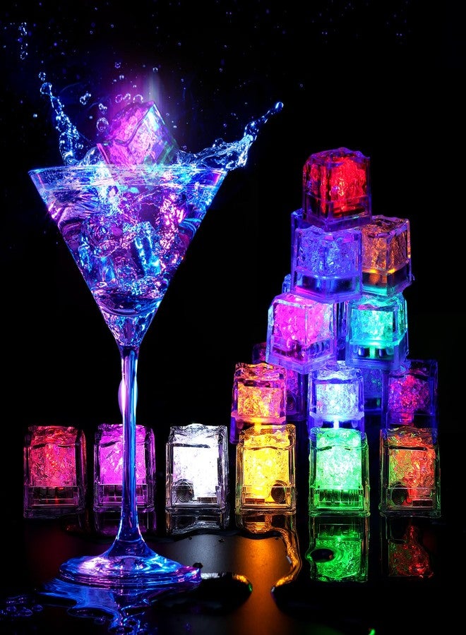 Nonley Light Up Ice Cubes for Drinks, 12 Pack LED Ice Cubes Liquid Activated, Glow in The Dark Waterproof Ice Cubes for Home Bar Supplies Summer Party Wedding Decor - Image 1