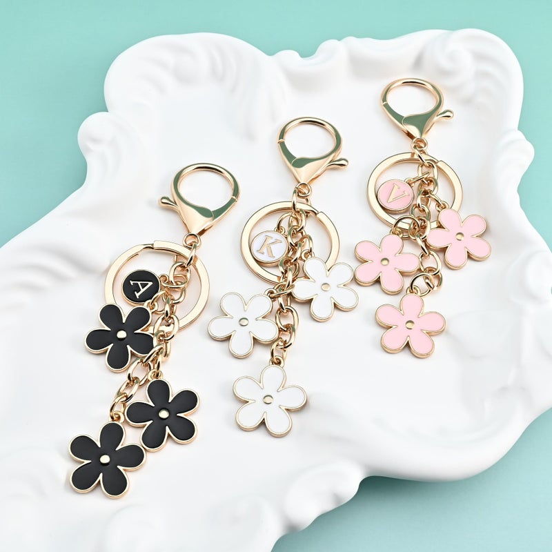 OUMILAN Initial Letter Keychain Cute Flower Charms Keyring for Handbag Backpackâ€“Personalized A-Z Alphabet Jewelry Gift for Women Girl (M, White) - Image 5