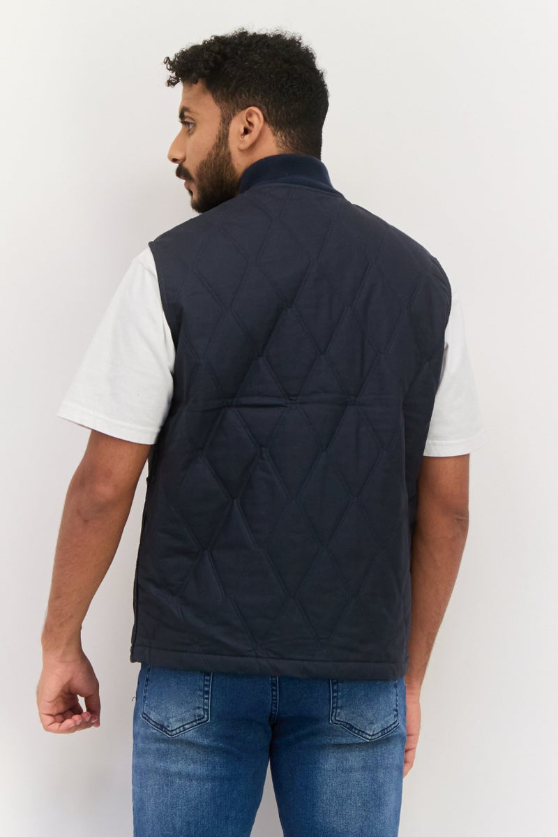 Lyle & Scott Men Brand Logo Quilted Jacket Vest, Navy - Image 4