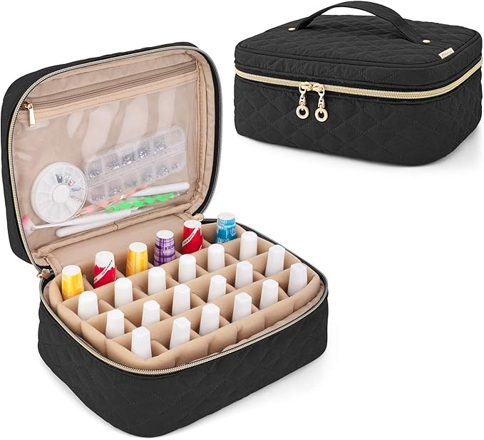 YARWO حافظة تنظيم طلاء الأظافر من ياروو - تخزين طلاء الأظافر لـ 24 زجاجة 15 مل 0.5 أونصة - حقيبة تخزين طلاء الأظافر - حقيبة حمل طلاء الأظافر لملحقات فن الأظافر - وردة عتيقة - Image 1