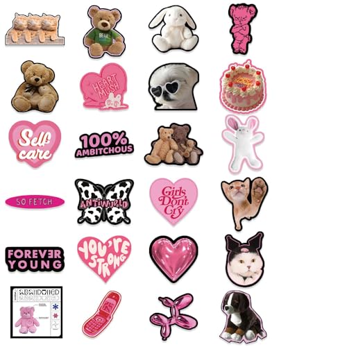 ZJSXINDI Stickers Aesthetic Waterproof Laptop Stickers Decals for Water Bottle Vintage Scrapbook Stickers for Journals Supplies Journal Planners (Pink-Black 2) - Image 4