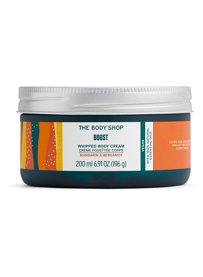 THE BODY SHOP Boost Whipped Body Cream – Nourishing & Non-Greasy Moisturiser for All Skin Types, With Mandarin & Bergamot Essential Oils, 96% Natural Ingredients, Zesty Citrus Scent, 200ML - Image 1