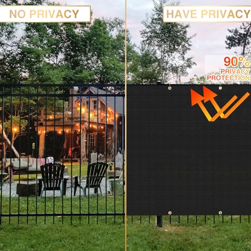 INFRANGE Privacy Fence Screen 6' x 12' Fencing Cover Heavy Duty Mesh Windscreen Cloth for Outdoor Garden Patio Backyard Chain Link Fence Black - Image 4