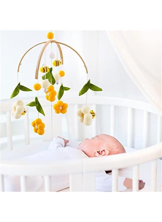 Generic - Baby Mobile for Crib Crib Nursery Mobile for Boys Girls Boho Bee Flower Nursery Decor Soothe Toy Baby Shower Set for Infant Bedroom Hanging Decoration Toy(Bee) - Image 1
