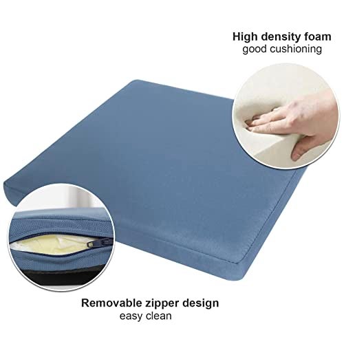 GUEGLSA Outdoor Bar Stool Cushions Square 14 Inch,Non Slip Square Seat Pad with Ties 14x14in,Waterproof Chair Cushions for Bar Stools,Cushion Only,Set of 2,(Blue) - Image 4