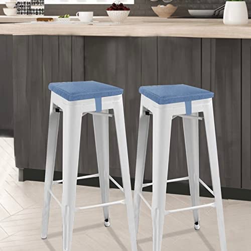 GUEGLSA Outdoor Bar Stool Cushions Square 14 Inch,Non Slip Square Seat Pad with Ties 14x14in,Waterproof Chair Cushions for Bar Stools,Cushion Only,Set of 2,(Blue) - Image 5