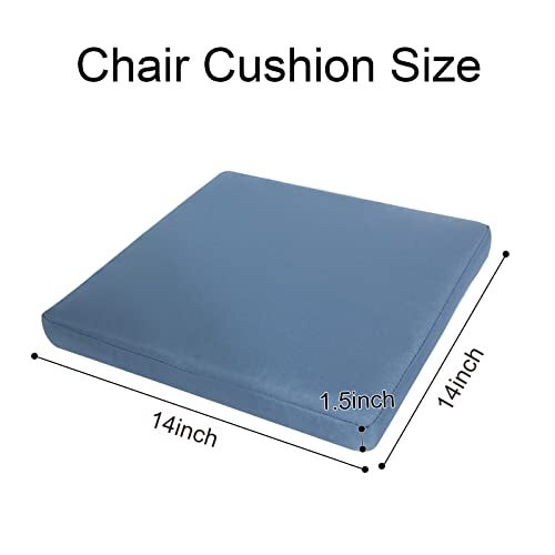 GUEGLSA Outdoor Bar Stool Cushions Square 14 Inch,Non Slip Square Seat Pad with Ties 14x14in,Waterproof Chair Cushions for Bar Stools,Cushion Only,Set of 2,(Blue) - Image 2