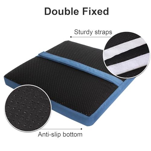 GUEGLSA Outdoor Bar Stool Cushions Square 14 Inch,Non Slip Square Seat Pad with Ties 14x14in,Waterproof Chair Cushions for Bar Stools,Cushion Only,Set of 2,(Blue) - Image 3