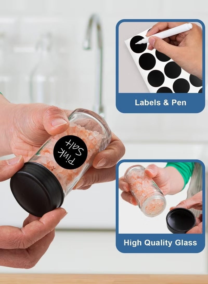 دينكس رف توابل دوّار 360° لتنظيم المطبخ مع 18 عبوة زجاجية سعة 100 مل – منظم بهارات أنيق بقاعدة دوارة لتوفير المساحة وسهولة الوصول – يأتي مع ملصقات توابل وقلم للكتابة لتنظيم التوابل بطريقة عملية وعصرية - Image 5