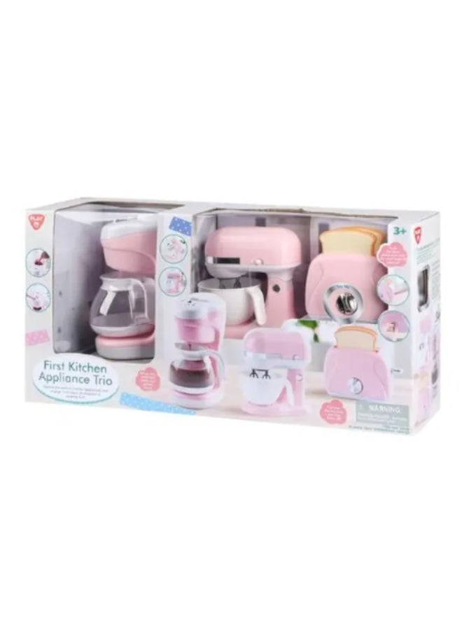 PlayGo First Kitchen Appliance Trio Pink Playset with Coffee Maker, Mixer & Toaster for Kids - Image 1