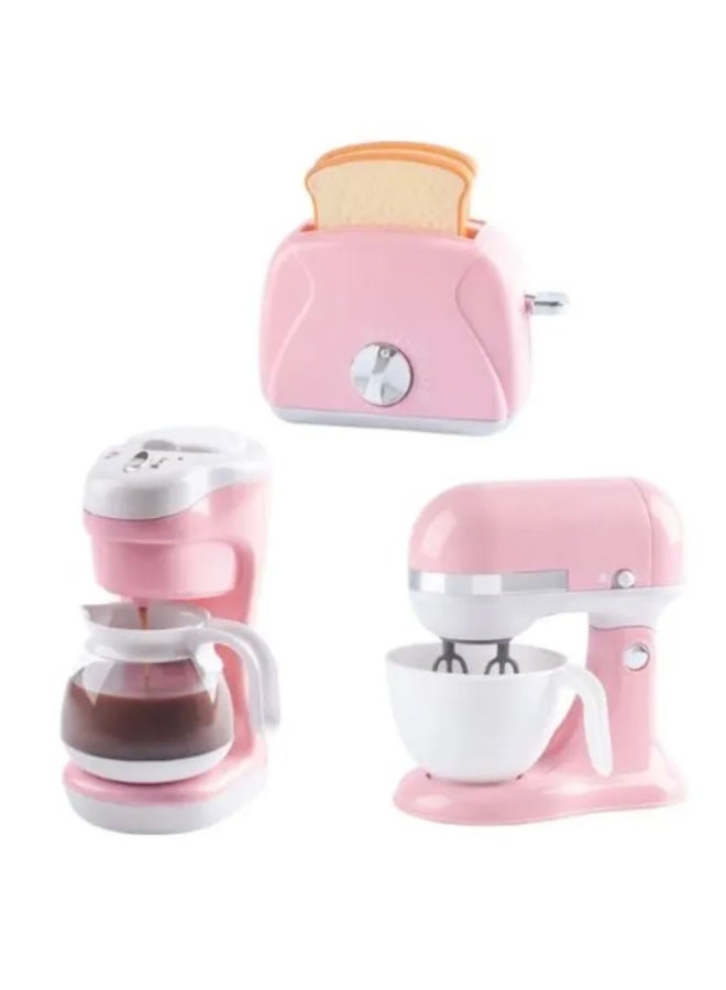 PlayGo First Kitchen Appliance Trio Pink Playset with Coffee Maker, Mixer & Toaster for Kids - Image 2