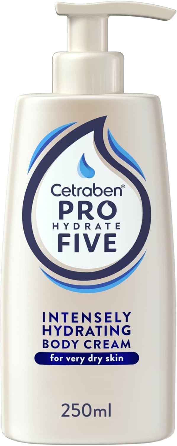 Cetraben Pro Hydrate Five Intensely Hydrating Body Cream 250 ml with Ceramides and Vitamin B5 Perfect for Dry Skin Vegan Friendly Cruelty Free