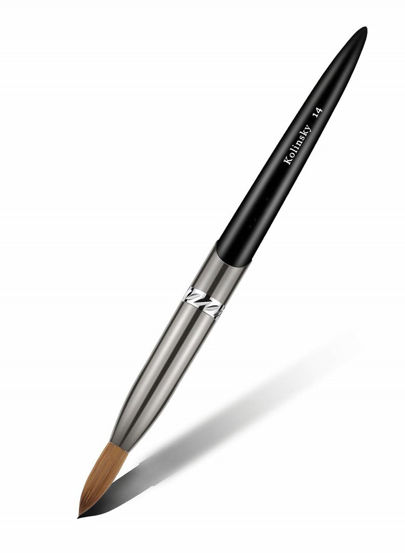 Acrylic Nail Brush, Oval Crimped Sable Brush, Wood Nail Art Brush for Acrylic Application Manicure Tool (Black) - Image 1