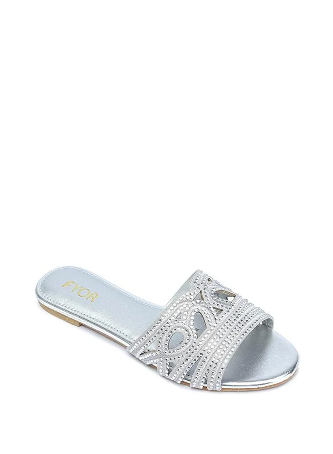 FYOR Embellished Lattice Strap Flat Sandal MY 414