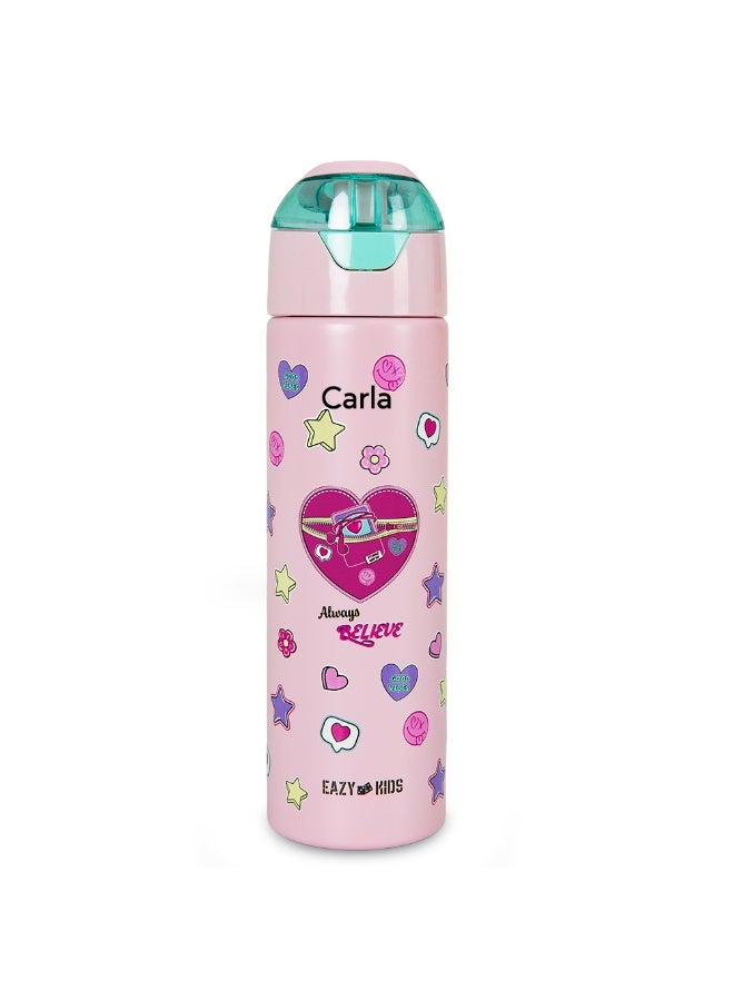 Eazy Kids Personalized - Insulated Stainless Steel Water Bottle w/Spray, Always Believe 640ml - Pink - Image 1