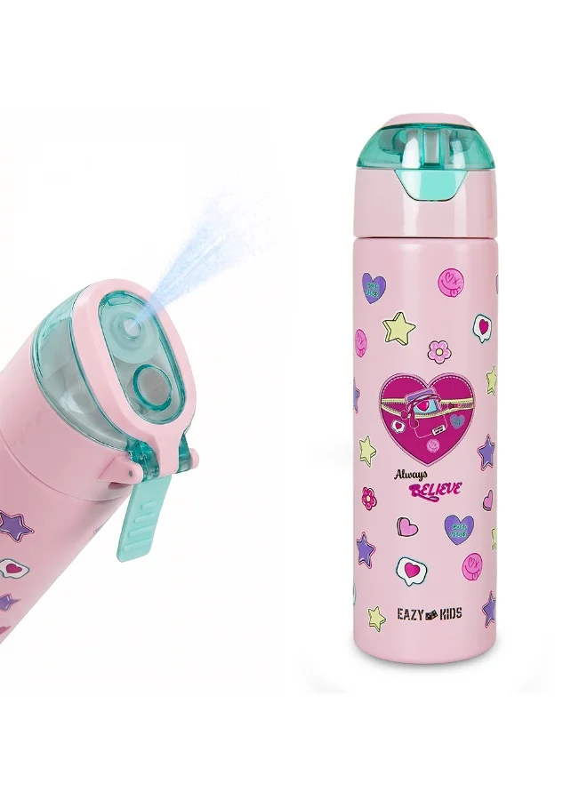 إيزي كيدز Eazy Kids Personalized - Insulated Stainless Steel Water Bottle w/Spray, Always Believe 640ml - Pink