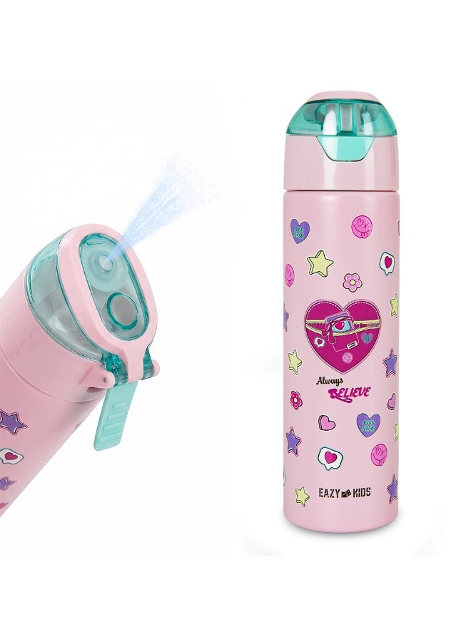 Eazy Kids Personalized - Insulated Stainless Steel Water Bottle w/Spray, Always Believe 640ml - Pink - Image 2