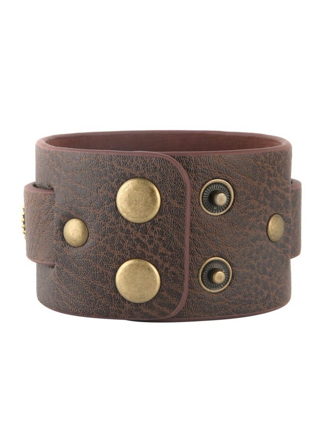 HZMAN Steampunk Alloy Gear Leather Wristbands For Men Women Bracelets Cuff Bangle Jewelry Brown Adjustable - Image 3
