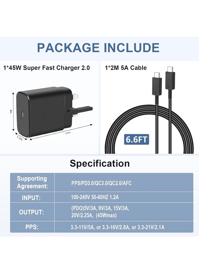 X-level - 45W Super Fast Charger for Samsung,Gcstnn USB C Plug for Galaxy S25 Ultra/S25+/S25/S24 Ultra/S24/S22/S21/A15,A55,Z Fold 6,Z Flip 6,Tab S9,Google Pixel 9,PPS Fsat Charger 2.0 with 6.6ft 5A Type-C Cable - Image 1