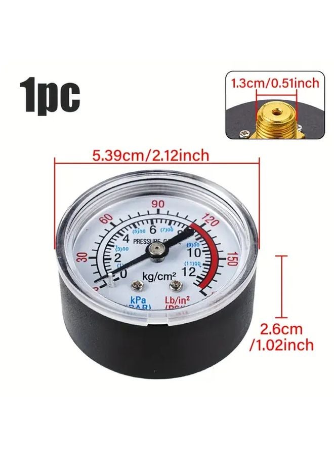 1 قطعة 0-180 رطل/بوصة مربعة 0-12 بار مقياس ضغط الهواء خيط 1/4 بوصة BSP لضاغط الهواء الهيدروليكي الهوائي - Image 1