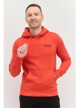 Men Hooded Long Sleeve Brand Logo Sweatshirt, Red