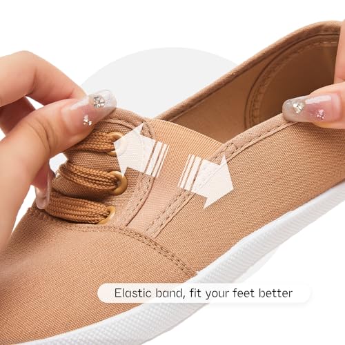 Shupua Khaki Women's Canvas Slip On Sneakers - Casual Walking Shoes, Non Slip Work Shoes (us8) - Image 2