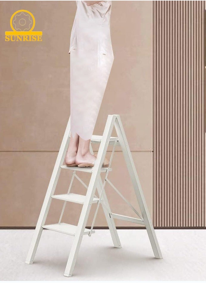 SUNRISE 4 Step Folding Step Stool,Steel Metal Step Stools Non-Slip Pedal,Small Portable Ladder Kitchen Lightweight Home Office Ladders  - Image 1