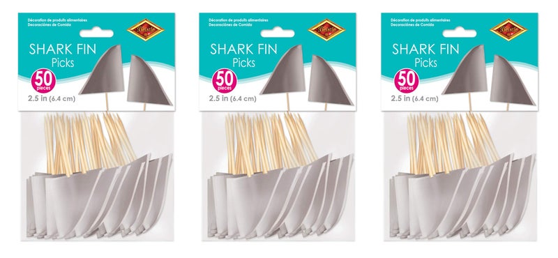 Beistle Shark Fin Picks 150Count Printed Shark Fins on Toothpicks for Cupcake Desserts and Appetizers Ocean Themed Parties Summer Events Poolside Celebrations and Beach Decor 2 - Image 2