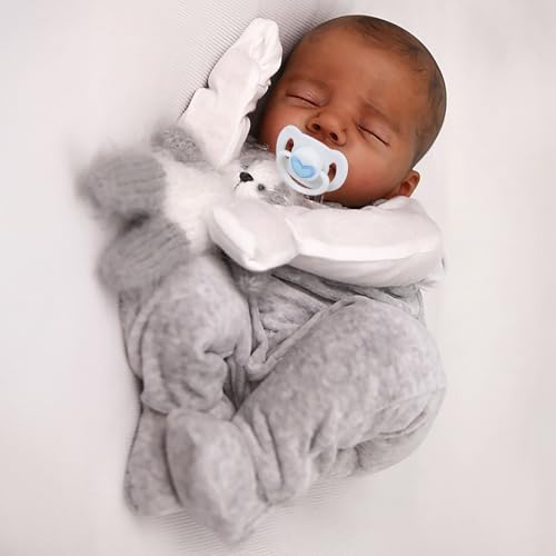 CHAREX Realistic Reborn Baby Dolls Black 18 Inch Real Life Baby Doll African American Real Baby Boy Lifelike Newborn Baby Doll Poseable Soft Body Gift Set with Accessories for Kids Aged 3 - Image 1