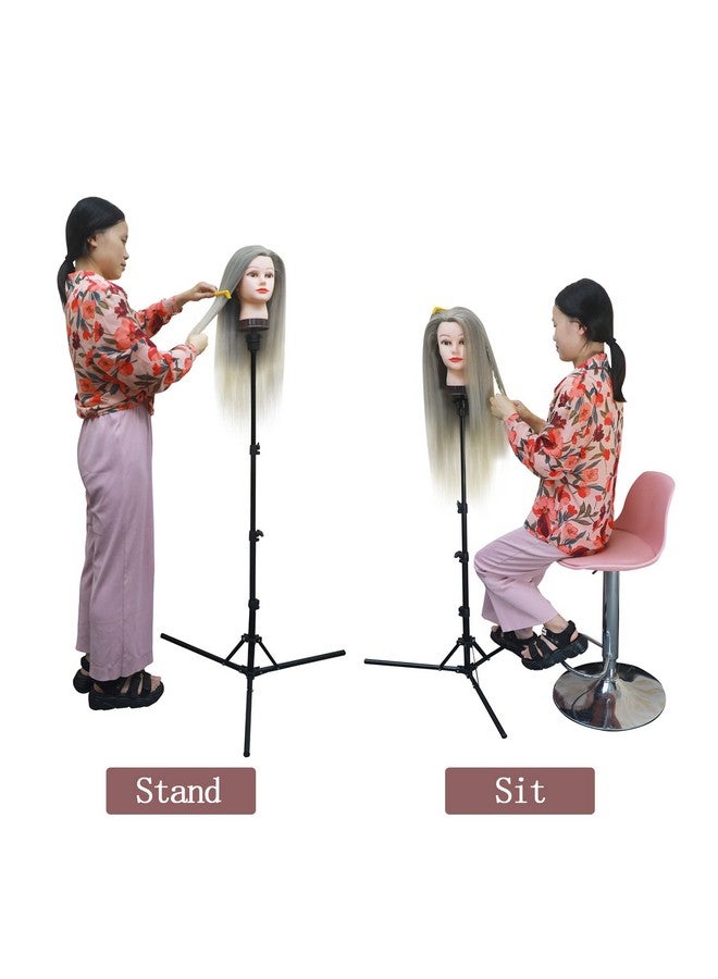 Dansee Wig Stand Tripod Metal Adjustable Mannequin Head Stand Upgrade Foldable Wig Head Stand For Cosmetology Hairdressing Training - Image 5