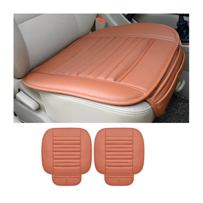 zipelo 2 Pack Car Seat Covers for Front Seats Breathable Leather Cushion Protector AntiSlip Driver Seat Padded with Storage Pockets Universal Auto Interior Decoration for Most Vehicles Orange