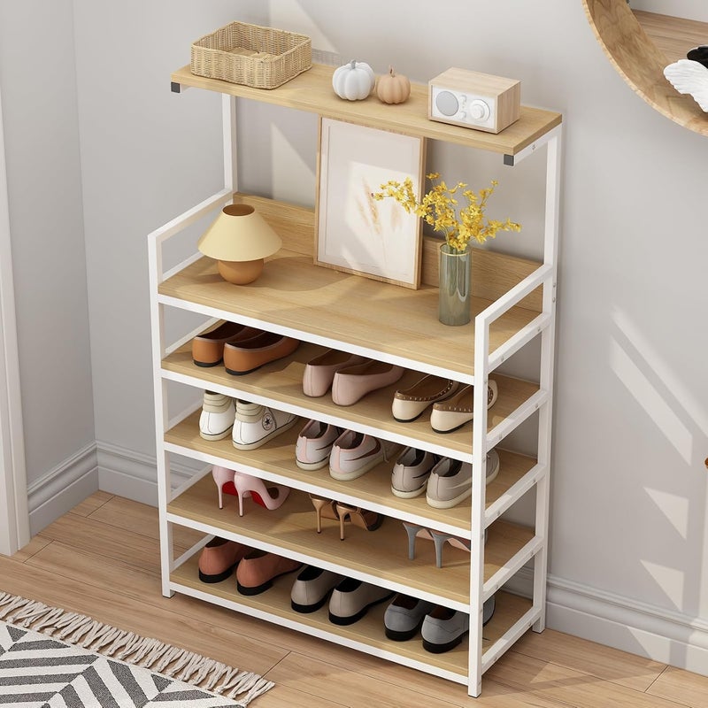 HOME CUBE 5 Tier Engineered Wood Shoe Rack for Home Multipurpose Storage Shelf Shoe Stand for Chappal Slipper Sneakers Flower Pot Stand Bag Stand Kitchen Storage Rack Oven Rack (80x29x118cm) - Image 4