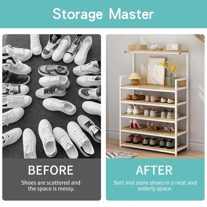 HOME CUBE 5 Tier Engineered Wood Shoe Rack for Home Multipurpose Storage Shelf Shoe Stand for Chappal Slipper Sneakers Flower Pot Stand Bag Stand Kitchen Storage Rack Oven Rack (80x29x118cm) - Image 5
