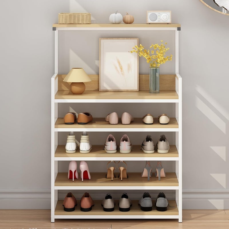 HOME CUBE 5 Tier Engineered Wood Shoe Rack for Home Multipurpose Storage Shelf Shoe Stand for Chappal Slipper Sneakers Flower Pot Stand Bag Stand Kitchen Storage Rack Oven Rack (80x29x118cm) - Image 3